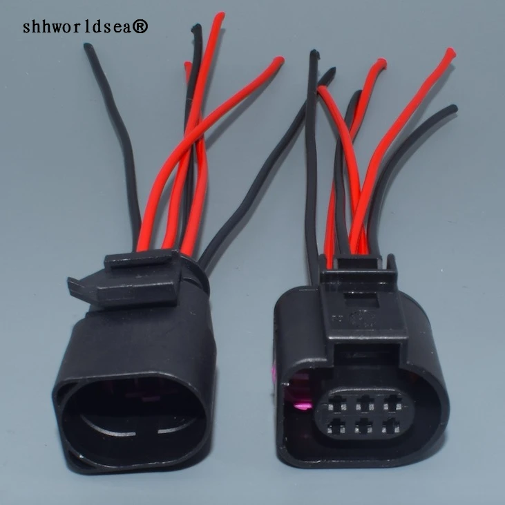 worldgolden 3B0973813 1J0973713 Female Male 1.5mm House Connector Throttle Valve Control Element Ignition Coil Plug For VW Audi