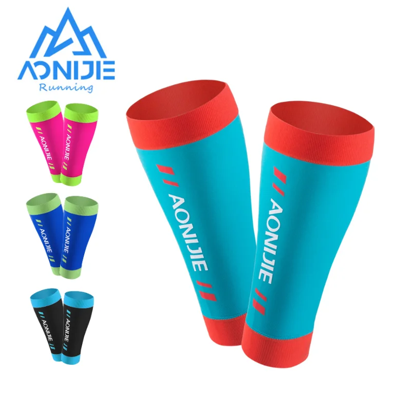 AONIJIE 2021 Knit Compression Leg Calf Sleeves Socks Shin Splint Support Relief For Running Jogging Marathon Hiking Soccer E4405