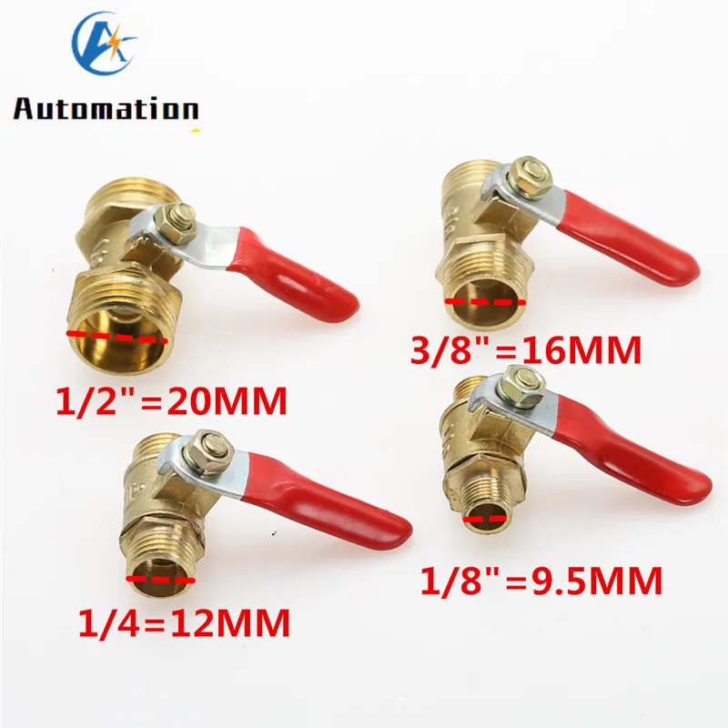 Mini válvula pneumática de 1/4 "3/8" 1/2 "bsp, rosca macho, válvula de esfera, conector de bronze, adaptador de acoplador de cobre, água, ar,