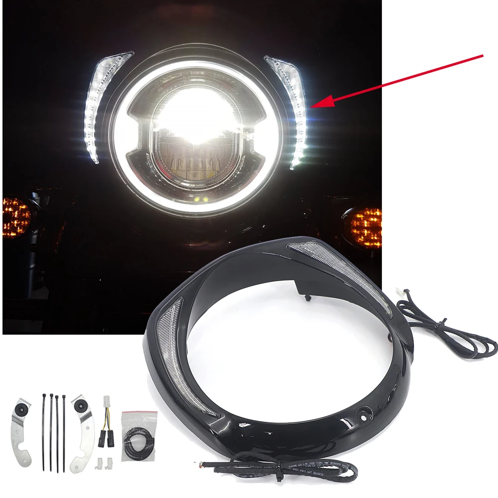 

NEW For Harley Touring Tri Road King Street Electra Glide Low FLHTCU Ultra Limited Low Motorcycle LED Headlight Bezel