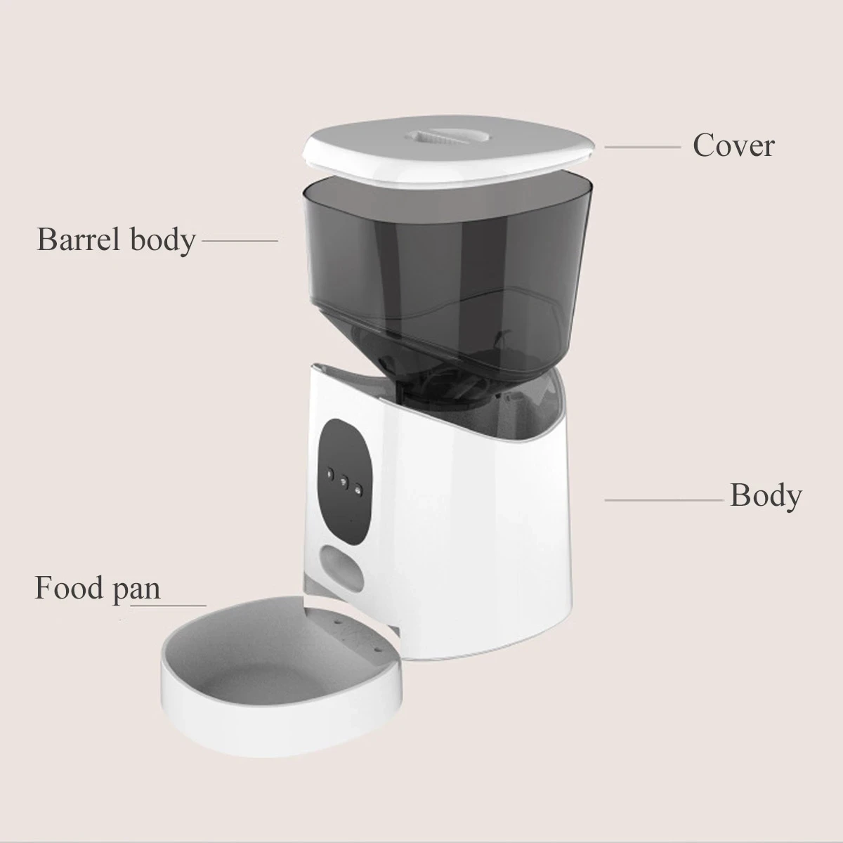 Automatic Pet Food Dispenser with Recording, App Control, Timing, Voice Record, Cats Feeder, 5L