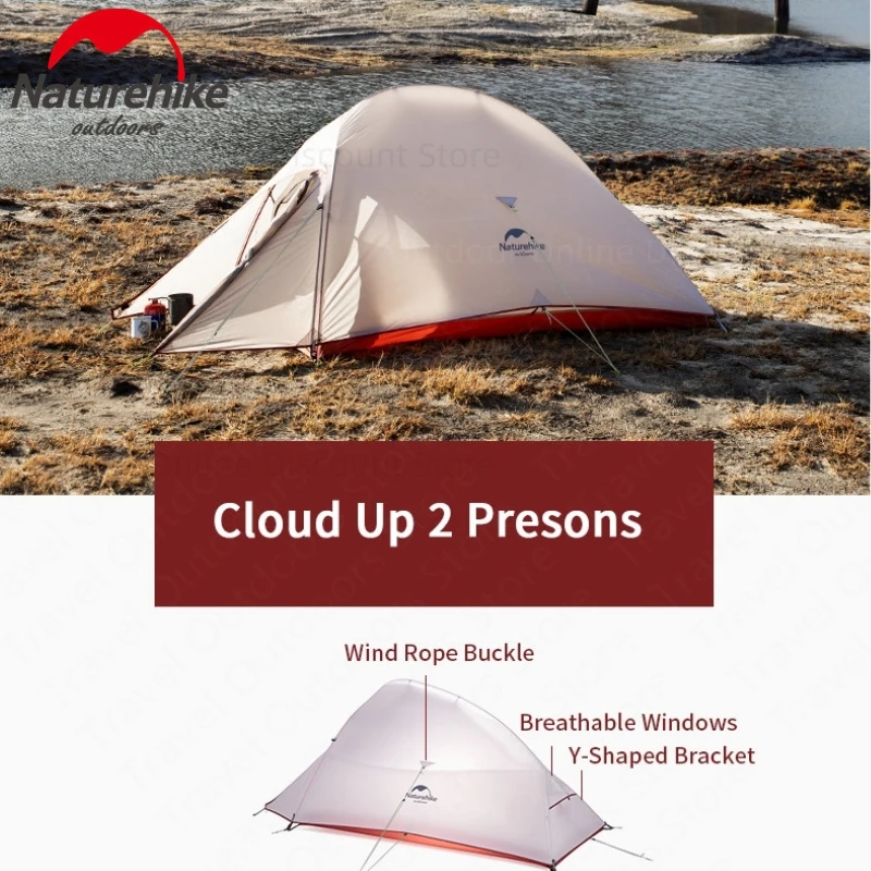 Imagem -02 - Naturehike-ultralight Nylon Camping Tent Cloud up Tendas de Acampamento ao ar Livre Caminhadas Pesca Ciclismo com Chão Mat 20d Pessoas