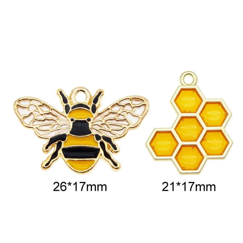 8Pcs Enamel Bee Kam Kristal Ketting Hanger Animal Armband Accessoires Handgemaakte Diy Sieraden Oorbellen Gift Accessoires