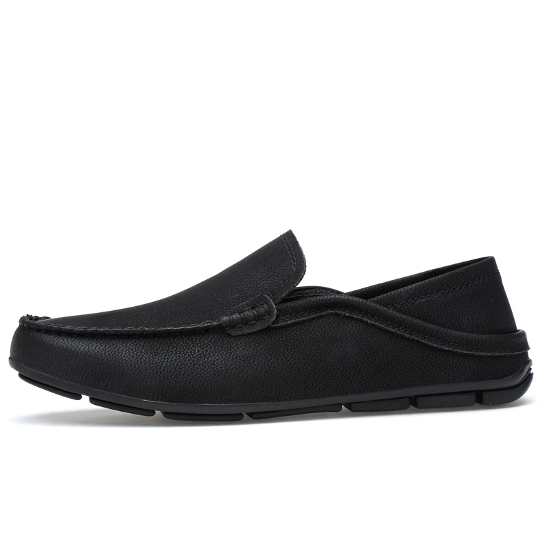 Summer Leather Casual Slip On Driving Shoes Men Moccasins White Black Brown 2021 New Soft Comfortable Chinese Size 36-49