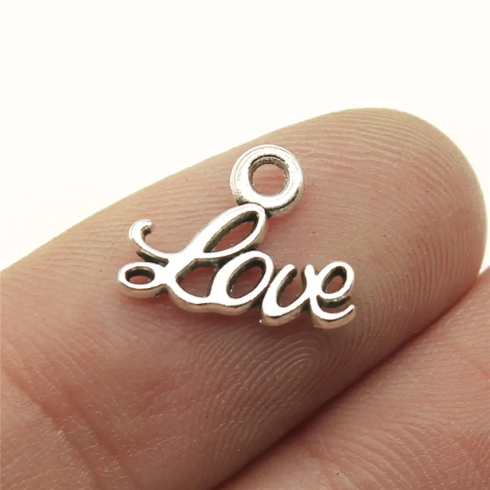 

Wholesale 500pcs/bag 13x10mm Antique Silver Color Love Word Charm Small Word Love Charm Tiny Love Charm For Jewelry Making