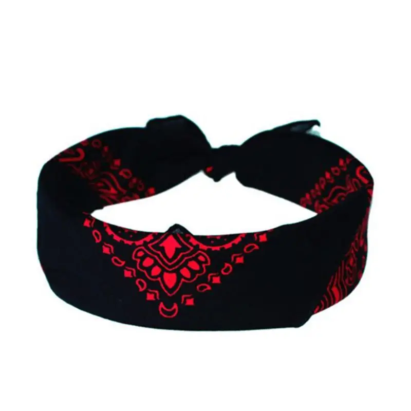 Unisex Cotton Square Bandanas Hip Hop Double Paisley Floral Print Headband Windproof Face Cover Cycling Sports Neck Tie Headwrap