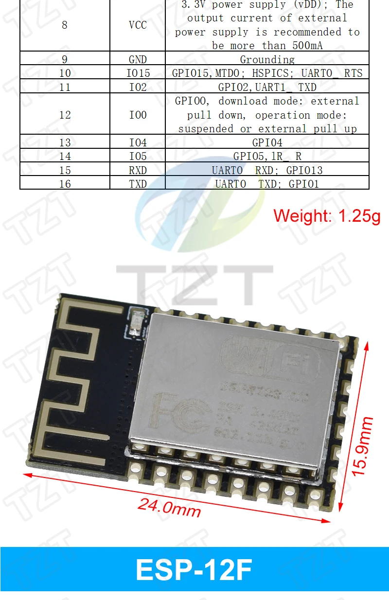 ESP8266 ESP-01 ESP-01S ESP-07 ESP-12E ESP-12F ESP-32 ESP-32S Serielles WLAN-Modul Drahtloser Transceiver 2,4G für Arduino – Detail 16