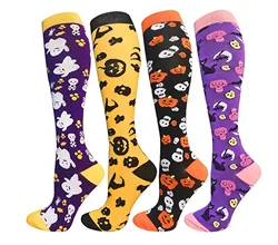 Halloween Compression Sock One Pair Owl Pumpkin Skull Sport Sock Cycling Women Men Hiking Sock Sport