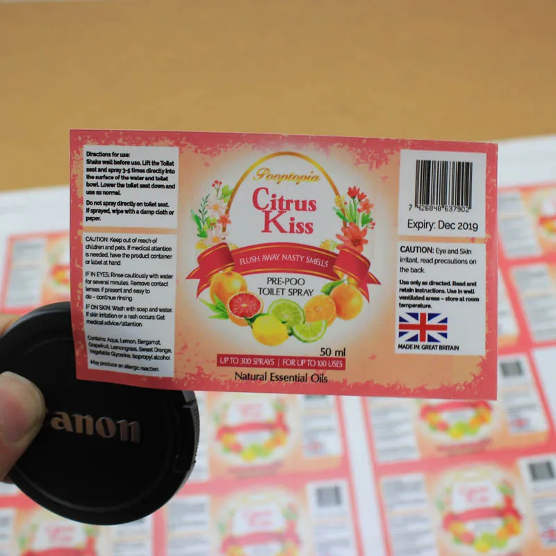 Customized OEM waterproof plastic cosmetic custom design label, cosmetic adhesive label sticker