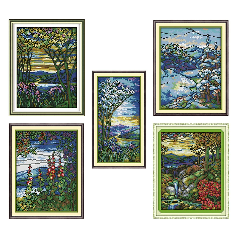 

Joy Sunday Scenery Embroidery Needlework Cross-Stitch Kits Stamped Printed Patterns 11CT 14CT Painting Counted crafts Home Decor