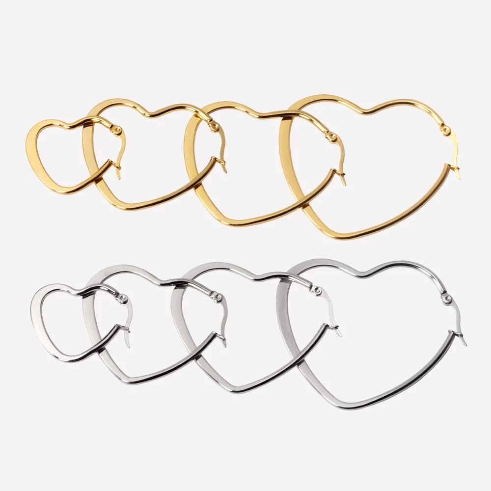 316L Stainless Steel Heart Shape Earrings Sweety Hoop Earring Gold/Silver Color for Women Jewelry Accessories