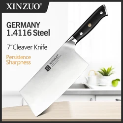 XINZUO 7‘’ Inch Kitchen Knife High Carbon German Stainless Steel Knives Butcher Chopper Cleaver Meat Vegetables Ebony Handle