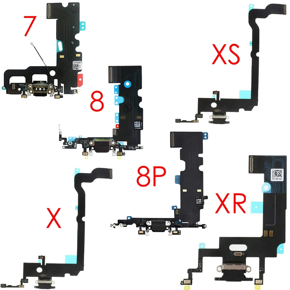 

For iPhone 7 7Plus 8 Plus X XR XS Max Charging Port Dock Connector Flex Cable + Microphone + Headphone Audio Jack Replacement