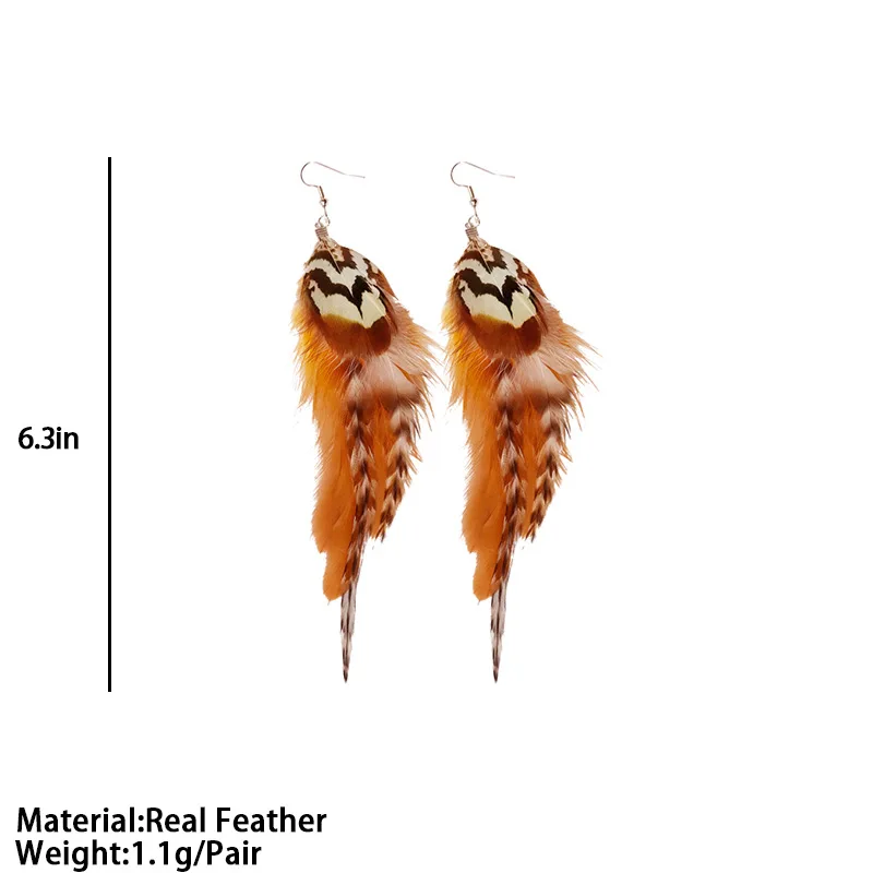 2021 Creative Natural Feather Wild Bohemian Retro Earrings Accessories for Women Girl Gift Wholesale