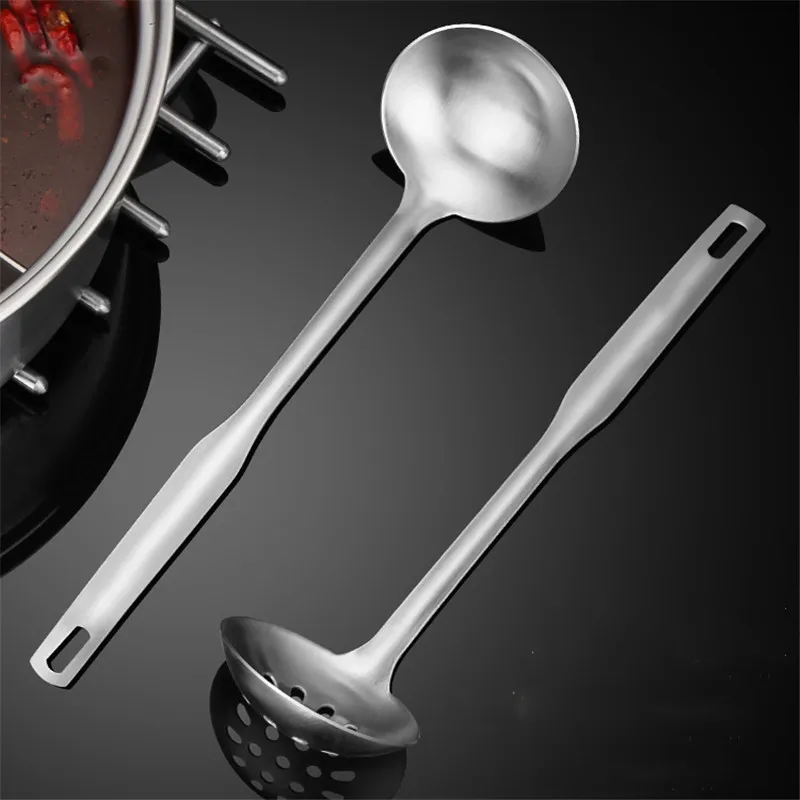 

Soup Ladle and Colander Spoon Set Stainless Steel Long Handle Hot Pot Soup Ladle Colander Spoon Kitchen Tools Spoon