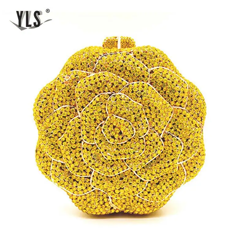 3D Flower Shape Diamond Purse Luxury Silver Handbags Women Designer Rhinestones Evening Party Bag Bolso Mujer 2019 New