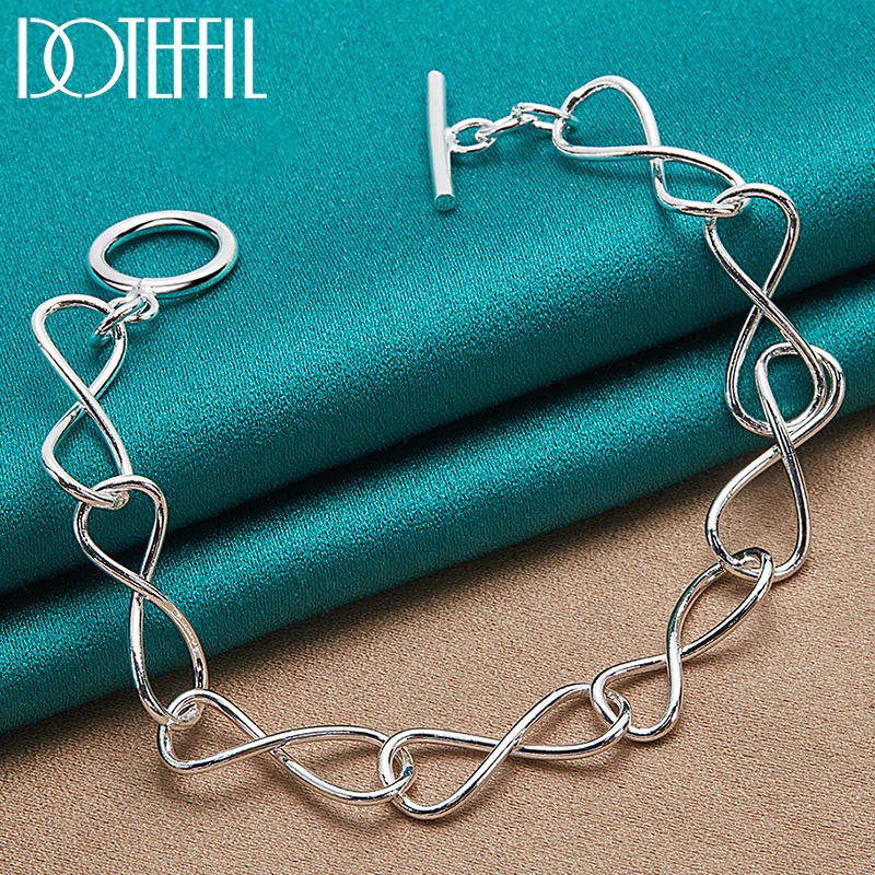 

DOTEFFIL 925 Sterling Silver OT Buckle Bracelet Chain For Women Man Fashion Charm Wedding Engagement Party Jewelry