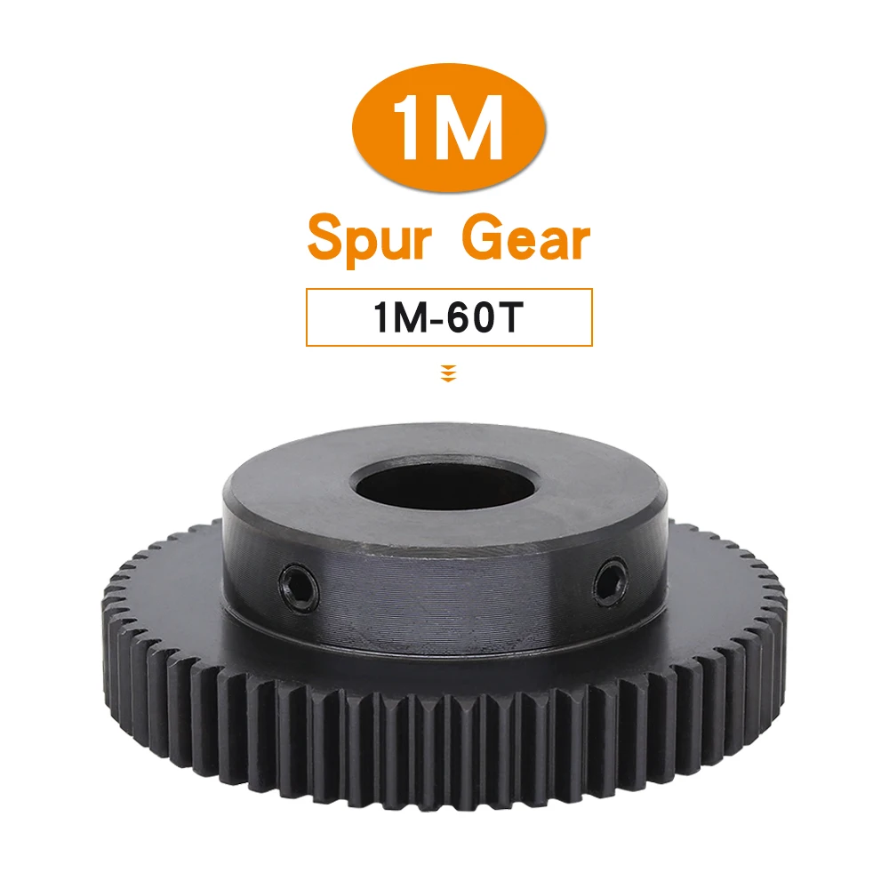 Motor Gear 1M-60Teeth SC45#Carbon Steel High Frequency Quenching  Teeth Gear Wheel Bore Size 6/8/10/12/14/15/16/17/19/20 mm