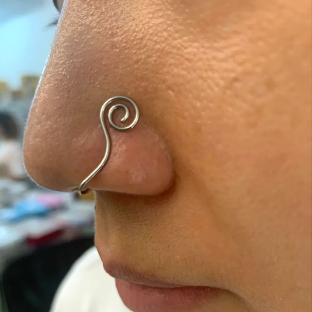 Surgical steel Wire Spiral Fake Piercing Nose Ring 2021 Punk Gold Silver Color Clip Nose Ring Also Can Be Ear Clip Cuff Bijoux