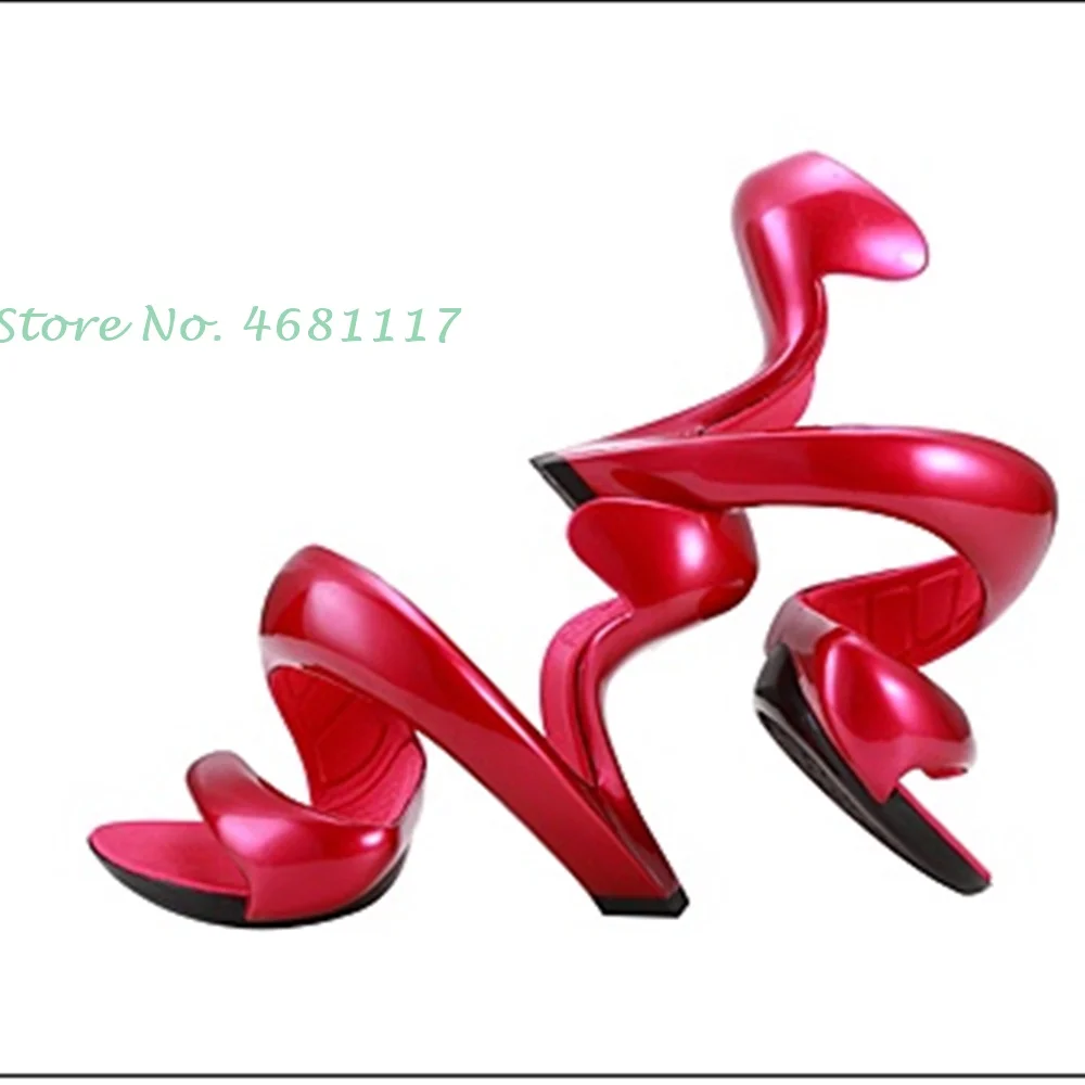 Novelty Snake Shaped Strange Sandals Winding Party Wedding Shoes Special High Heels Round Toe Street Style Sexy Fashion Women