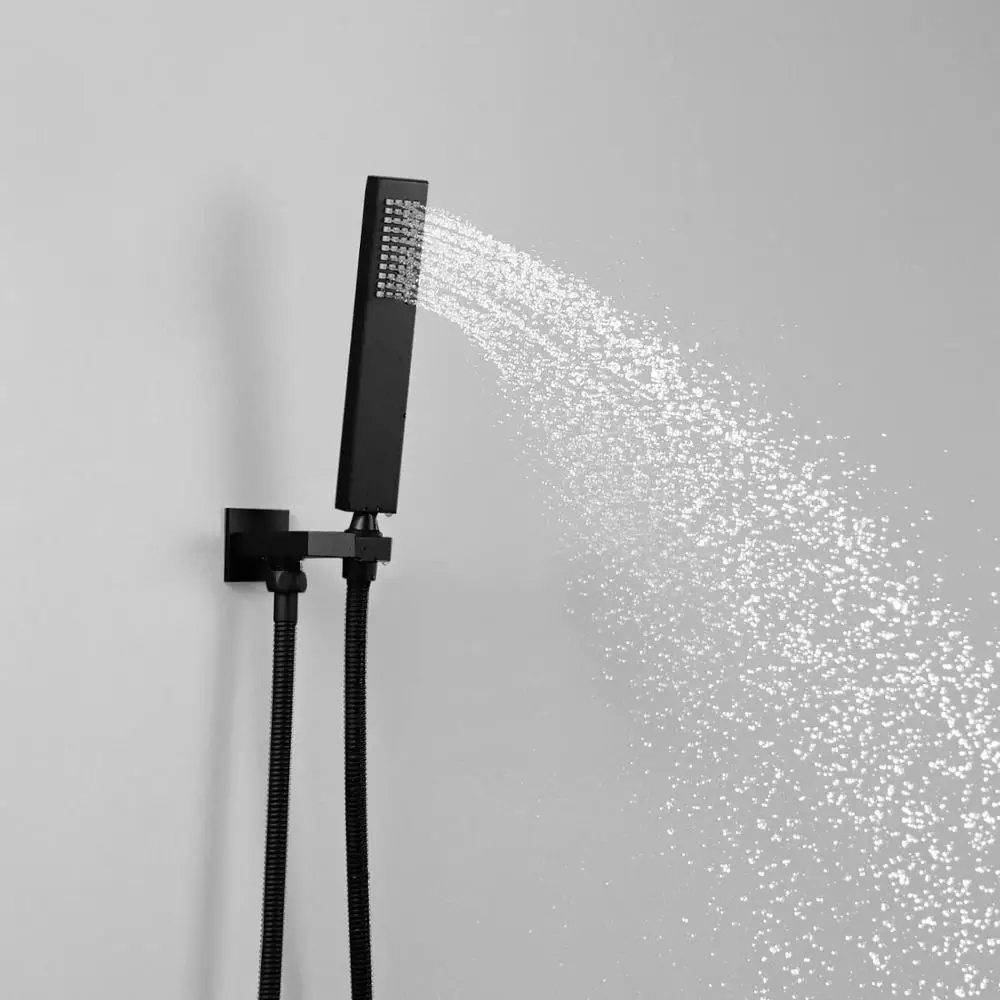 2024 Simple Style Plating Black 10 Inch Shower Head System Hot And Cold Mixer Faucet Rainfall Shower Kit