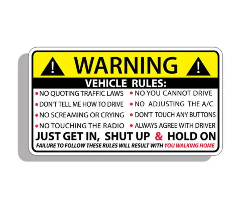 FOR Vehicle Safety Warning Rules Sticker Decal Window Graphic Bumper JDM Car Stance