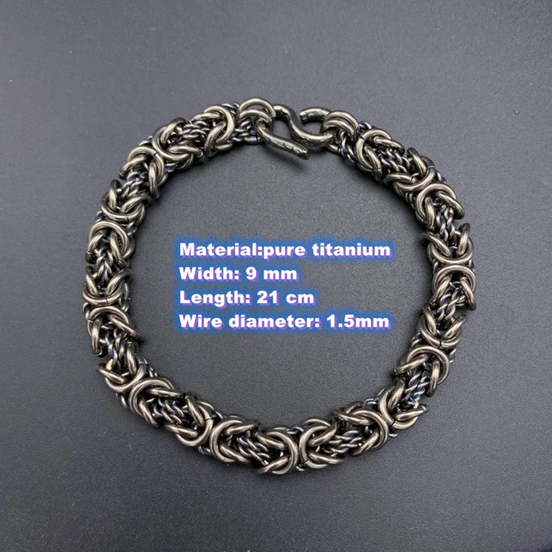

Handmade Byzantine Style Pure Titanium Chain Bracelet 9x21 Cm For Men Hand Fashion 2021
