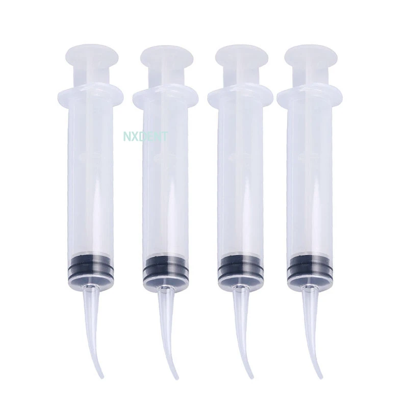 

5pcs 12ml Disposable Elbow Syringe Dental Irrigation Syringe With Tip Dental Kit Tooth Whitening Material Dental Instrument