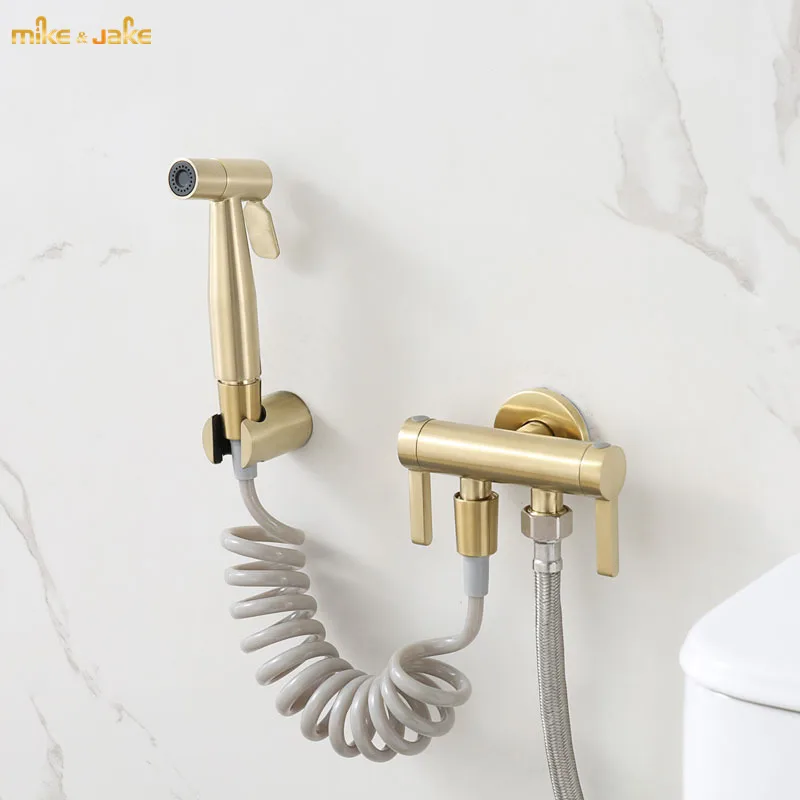 Bathroom toilet water valve Toilet water inlet gold brush valve bidet with shower frosted gold bidet valve with bidet shower kit