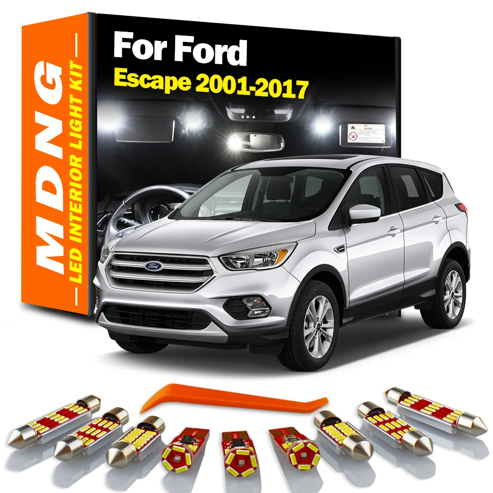 MDNG Canbus Car Accessories LED Interior Light Kit For Ford Escape 2001-2014 2015 2016 2017 Map Dome Trunk License Plate Lamp