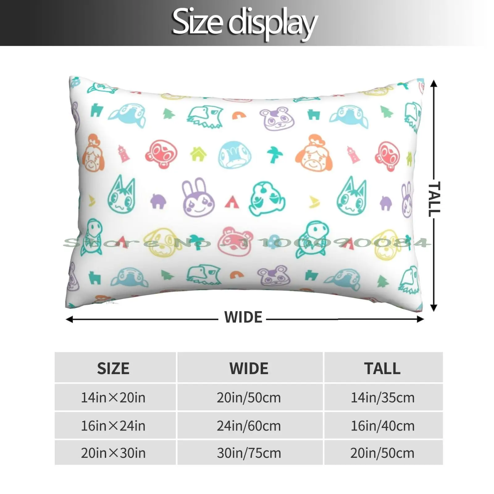 Cute Animal Pillow Case 20x30 50*75 Sofa Bedroom Acnh Acnl Isabelle Tom Nook Animal New Horizons Animal New Leaf Long Rectangle