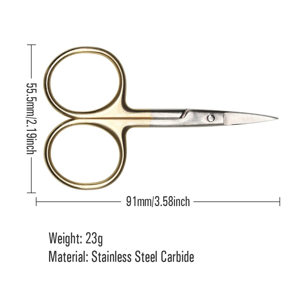 ICERIO Gold Loops Stainless Steel Carbide Fly Tying Scissors Serrated Straight Blades Scissors Tying Tools