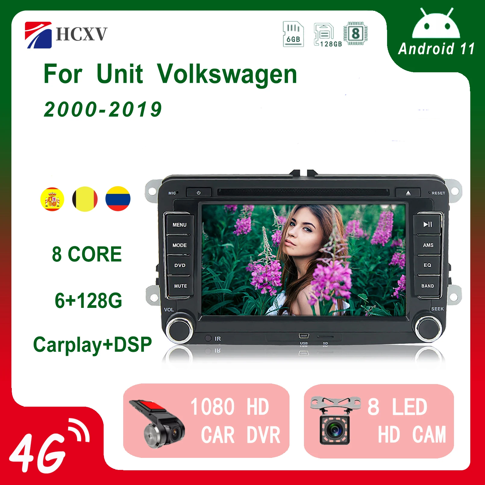 

Автомобильный радиоприемник HCXV Android для Volkswagen, DVD, мультимедийный плеер, GPS-навигация, автомобильная стереосистема с Bluetooth и резервной камерой