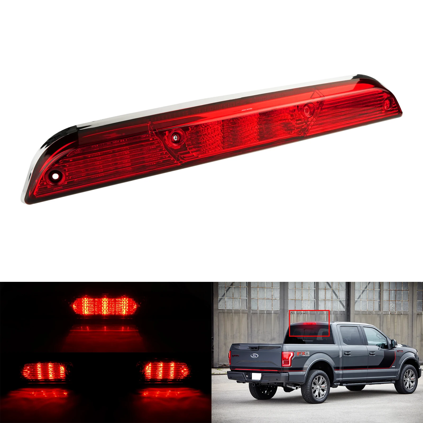 

ANGRONG 1x LED 3RD High Mount Tail Brake Stop Cargo Light Fit Ford F150 F250 F350 Ranger