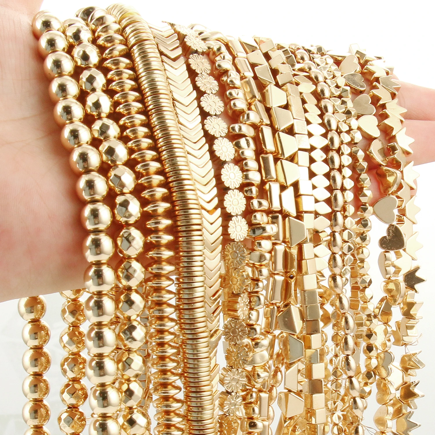 Fashion Kc Gold Plated Hematite Natural Stone Beads Charms Irregular Geometric Beads For Jewelry Making Diy Bracelet Necklace
