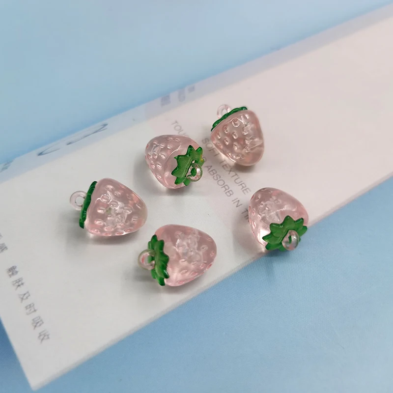 10pcs/lot Resin Red Pink Strawberry Charms Pendant Jewelry Making Simulated Fruit Charm DIY Necklace Earrings Accessories C488-3