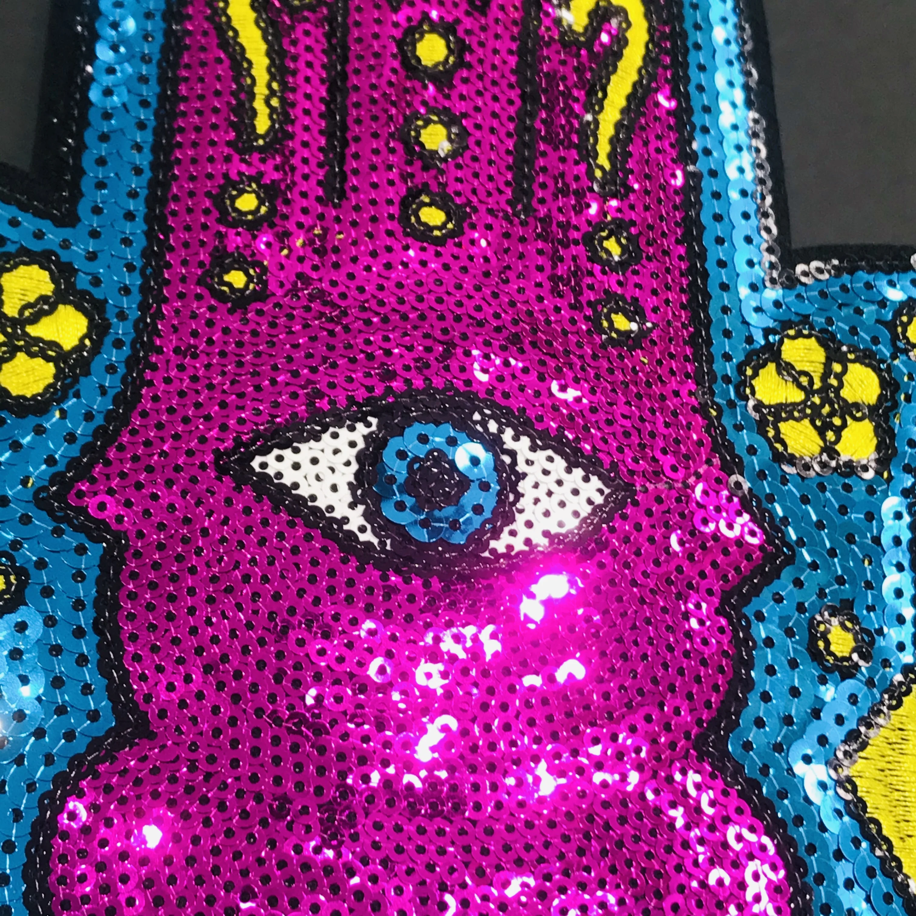 1Pcs Big Patches Brand Shine Sequin 3D Sticker Palm Eyes Embroidery Motif Applique Garment Kids Women DIY Clothes Backpack Badge