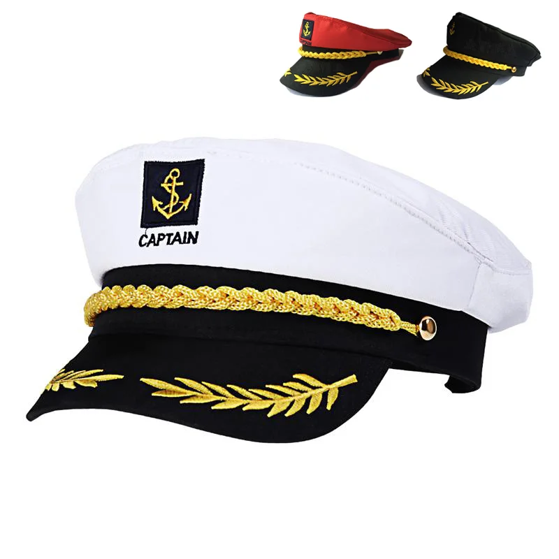 

Adult Navy Hat Yacht Military Hats Boat Skipper Ship Sailor Captain Costume Hat adjustable Cap Navy Marine Admiral for Men Women