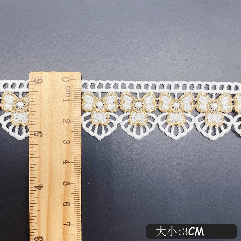 3 Thước/Nhiều Đơn Phương Rỗng Nơ Thêu Chỉ Vàng Phối Ren DIY Lolita Quần Áo Phụ Kiện May Vá