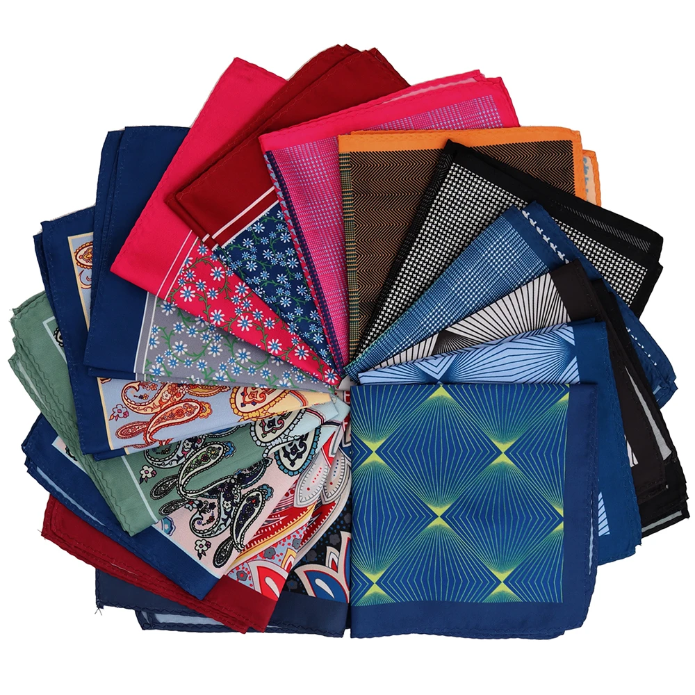 Tailor Smith New Designer Pocket Square Handkerchief Houndstooth Floral Paisley Strip Printing Soft Handkerchief Men Chest Towel