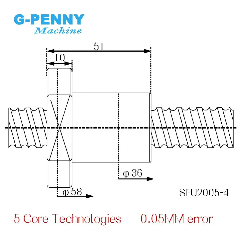 SFU2005 kit lead 5mm Ball screw SFU 2005 End Machined RM2005 Rolled ball screw + RM2005 Ball Nut+ BK15 BF15 End Support+ coupler