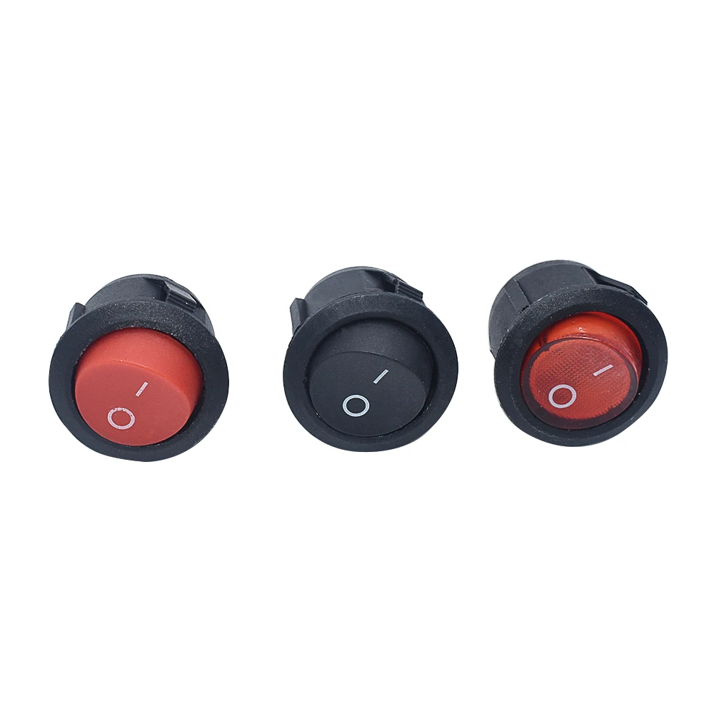 10Pcs KCD1-105 Diameter Kleine Ronde Boot Tuimel Black Mini Ronde Zwart Wit Rood 2 Pin On-Off rocker Switch Met Led