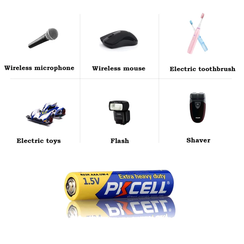 بطارية بقوة 20 × PKCELL R03P 1.5 فولت AAA بطاريتين 3A بطاريتين متينة للغاية للاستخدام مرة واحدة لميزان الحرارة