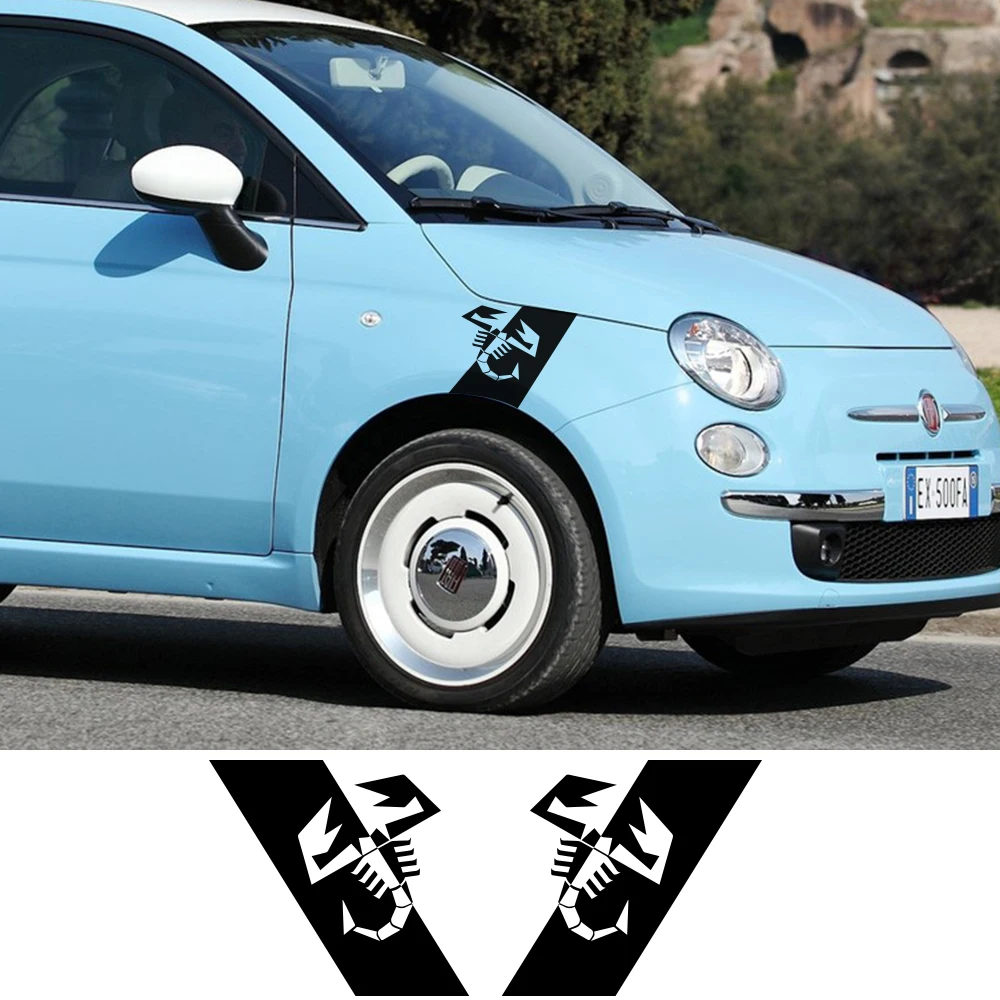 2 قطعة ملصقات السيارات درابزين عجلة الحواجب ديكور لشركة فيات 500 500e 500c Abarth 595 695 الباندا السيارات الفينيل فيلم الشارات ضبط الملحقات