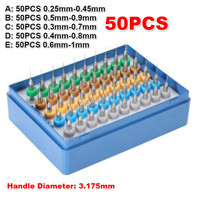 50pcs/set Tungsten Hard Alloy PCB Print Circuit Board Engraving Tool Carbide Micro Drill Bits Tool 0.25mm - 1mm Q1I0