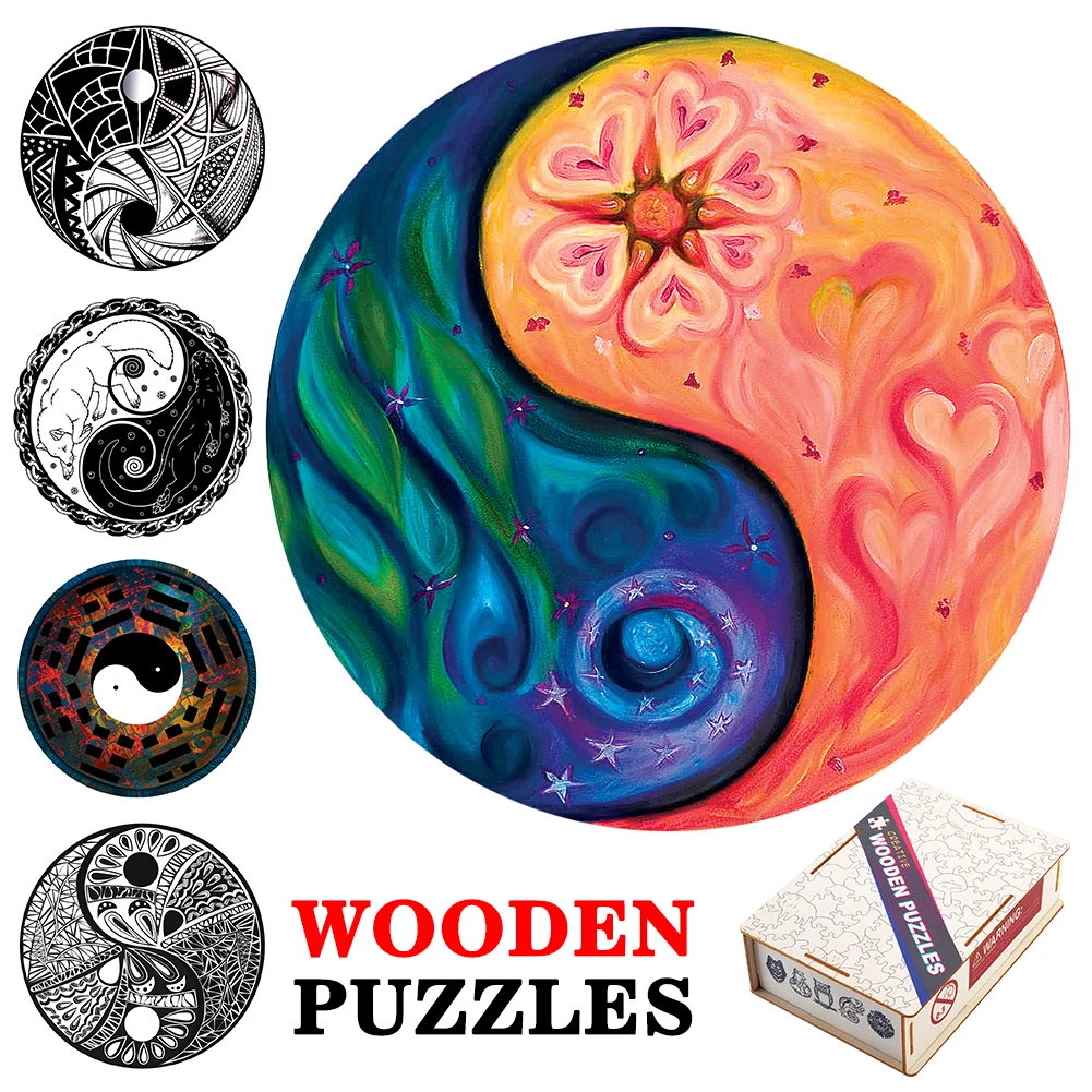 Wooden Round Shape Puzzle Parent-Child Taichi Puzzle Toys Adult And Children Holiday Gift Educational Puzzle Настольные Игр  ы