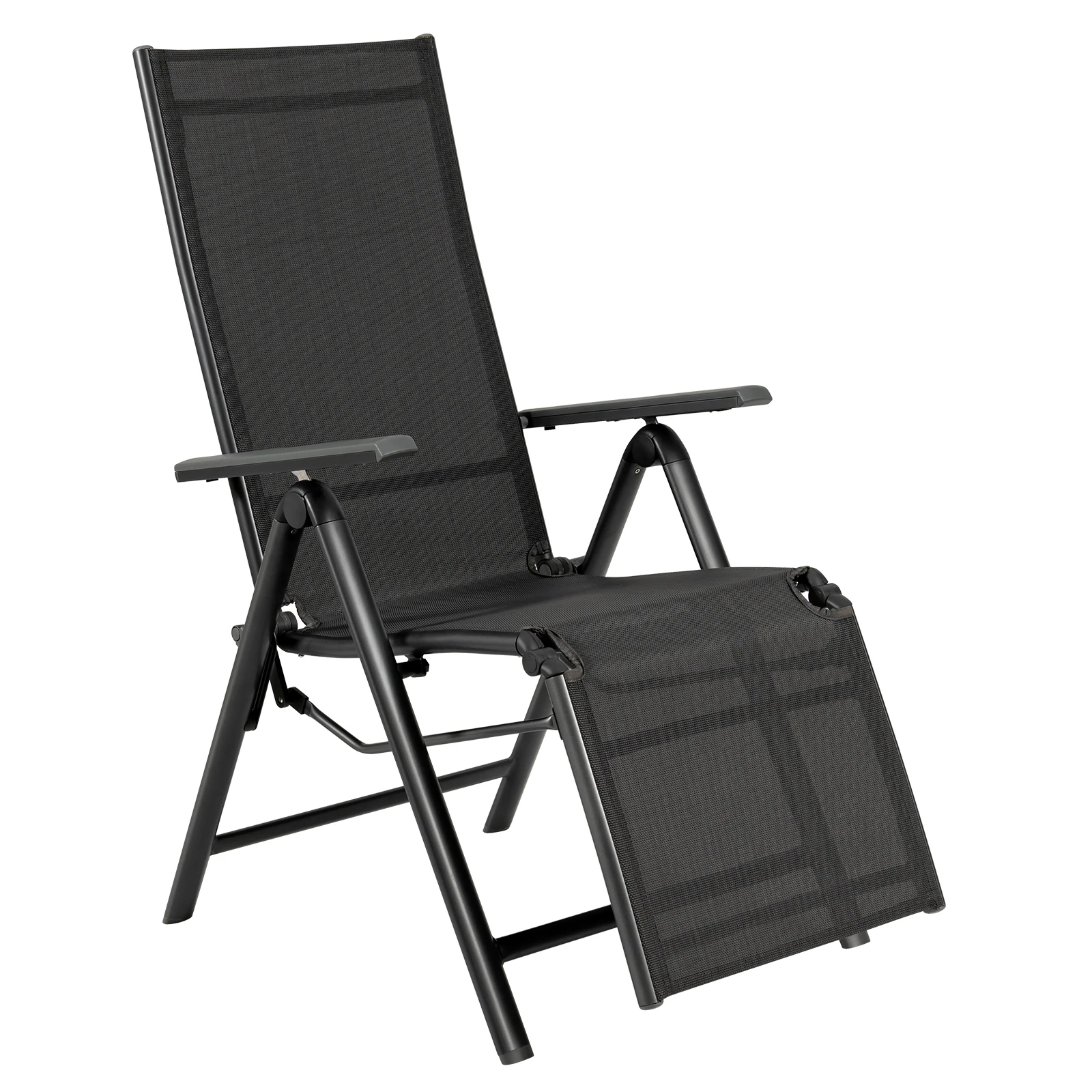 Patiojoy Outdoor Foldable Reclining Chair Aluminum Frame 7-Position Adjustable