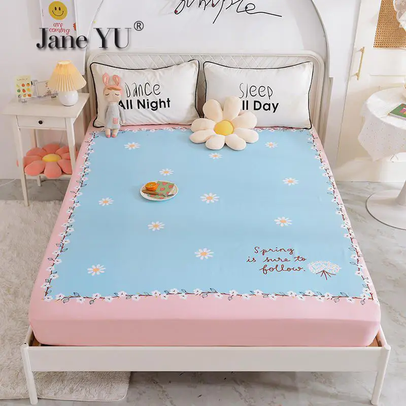 

Bedspread bed mattress printing heart full cover cartoon mat mengsi cotton non-slip girl single dust cover bed