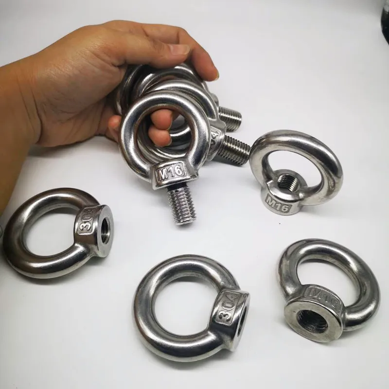 M16, 304  Stainless Steel Lifting Eye Bolts Ring Screw Loop Hole for Cable Rope Lifting