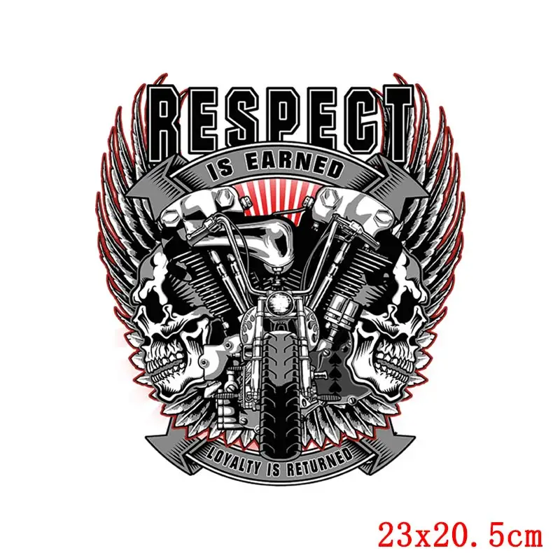 Punk Patches Motorcycle Heat Transfers Patch Iron On Transfers For Clothing Horror Movie Jacket Rock Sticker For T-Shirt